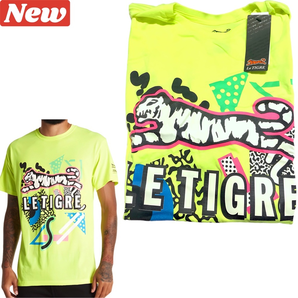 ⏰TODAY ONLY‼️ 🆕 LE TIGRE Origin Yellow Graphic  T-Shirt size xl